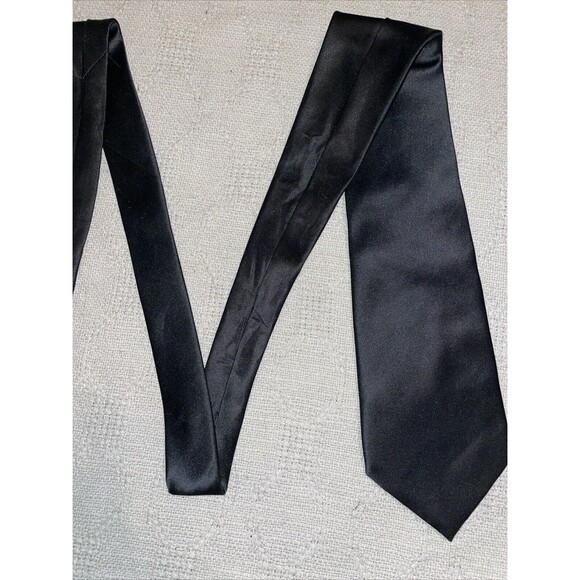 Stacy Adams Men’s Dress Tie Size 57” 4” Solid Black Polyester Business Formal - Picture 5 of 12
